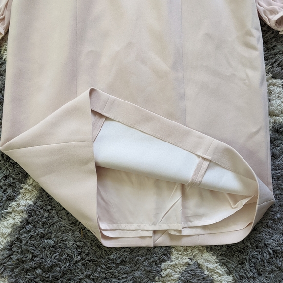 Hobbs Pale Pink Blush Mila Shift Dress Midi Long Sleeve Sheer Sleeve Size 8 - Picture 15 of 16